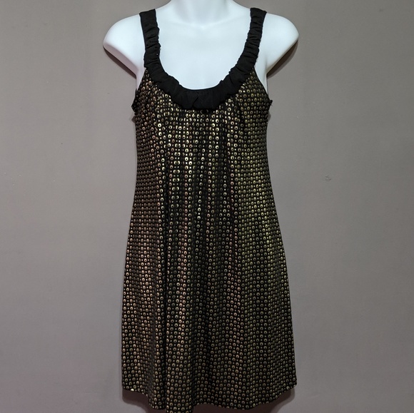 Retro patterned gold and black dress - Picture 1 of 4